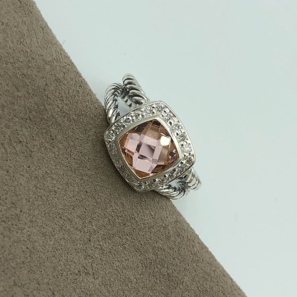 David Yurman Petite Albion Morganite Ring Size 6